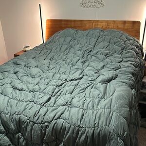 Anthropologie Queen Quilted Comforter in Sage Green